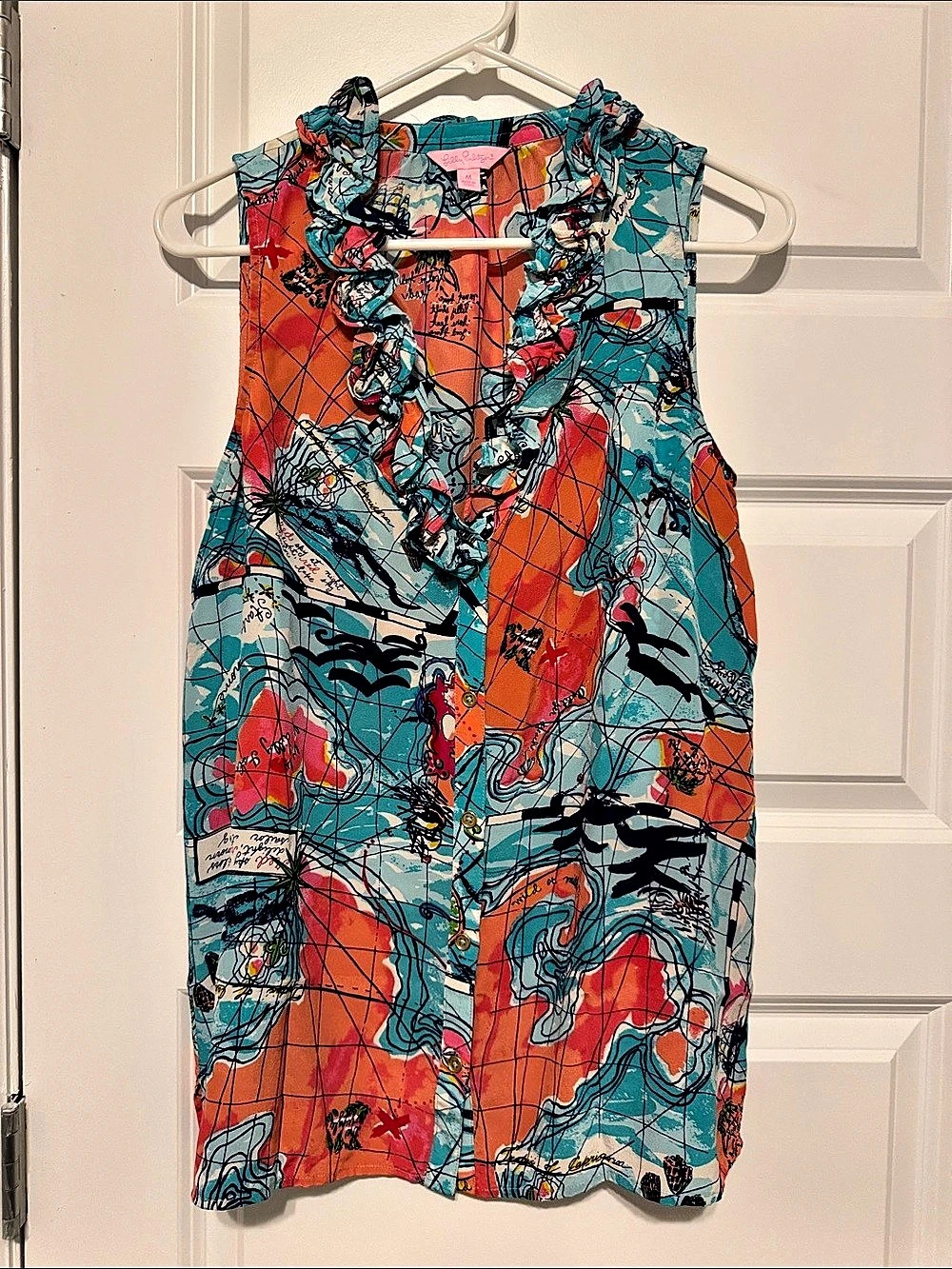 Lilly Pulitzer holy Grail X marks the spot, tank top silk Size Medium